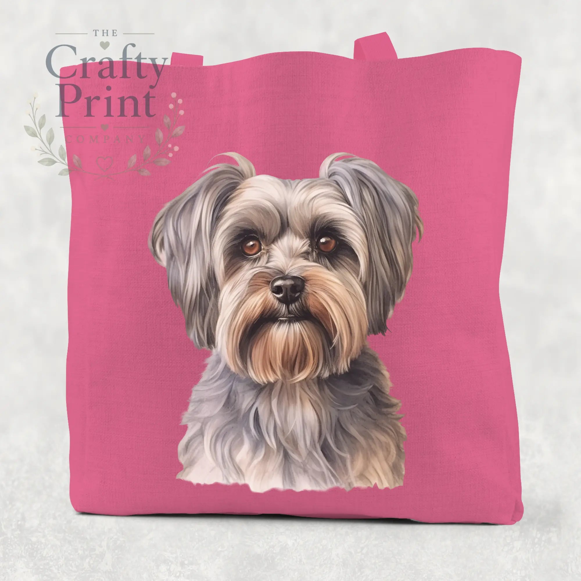 Yorkshire Terrier Cotton Tote Bag - Hot Pink - Shopping