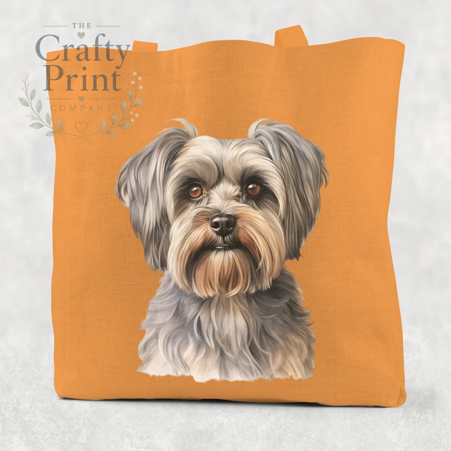 Yorkshire Terrier Cotton Tote Bag - Orange - Shopping Totes