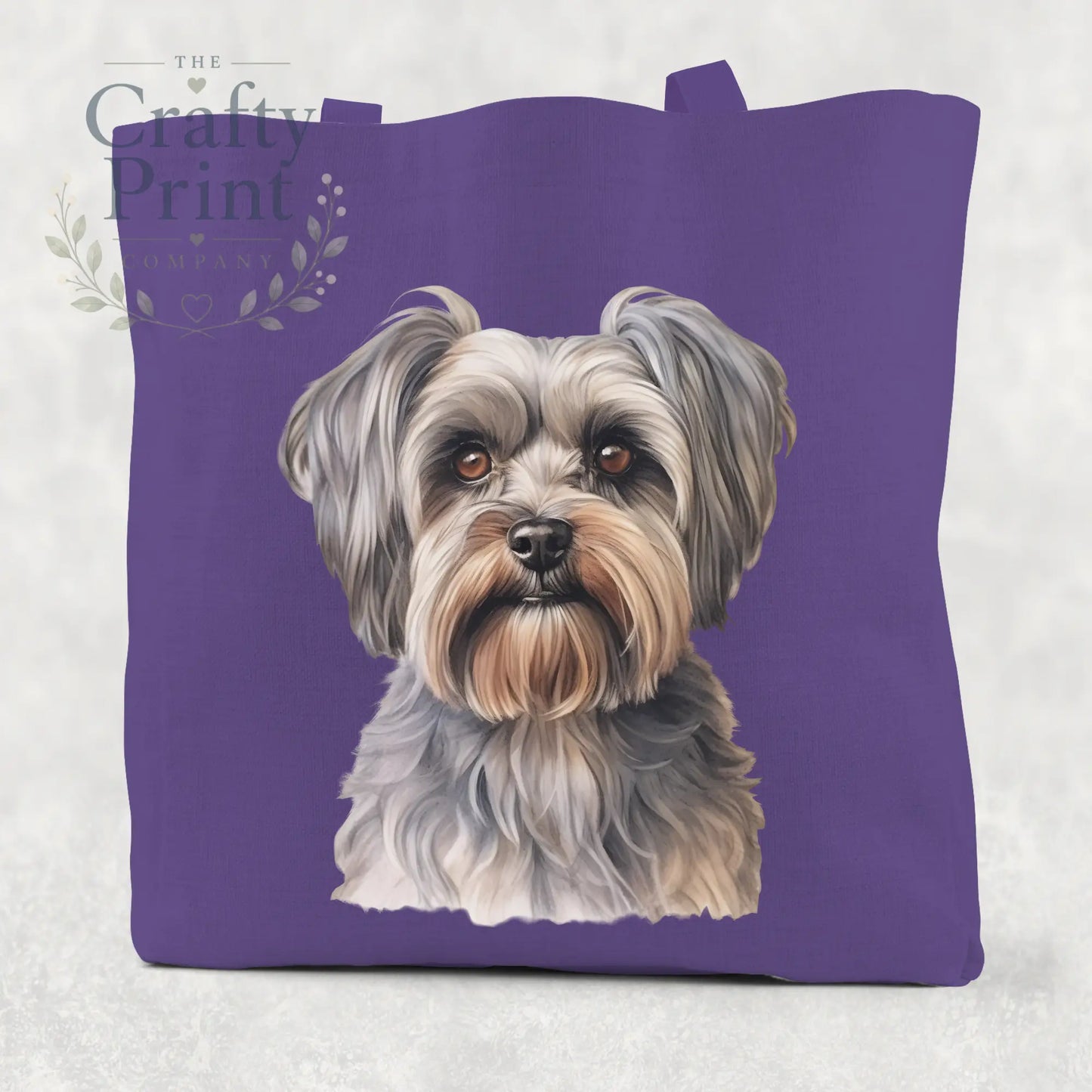 Yorkshire Terrier Cotton Tote Bag - Purple - Shopping Totes