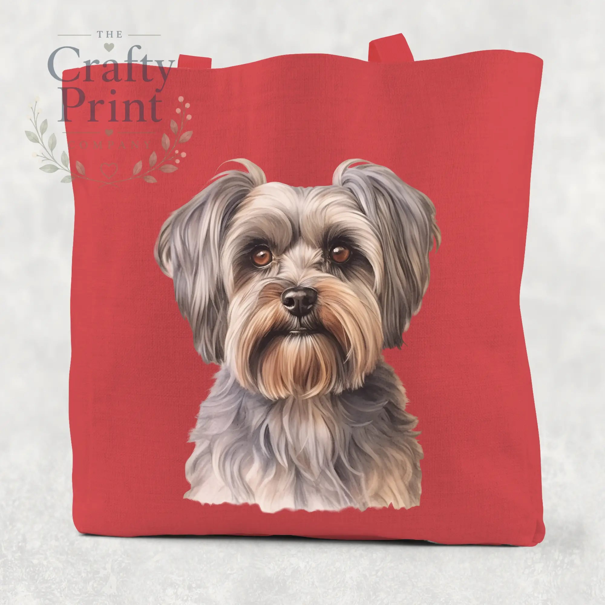 Yorkshire Terrier Cotton Tote Bag - Red - Shopping Totes