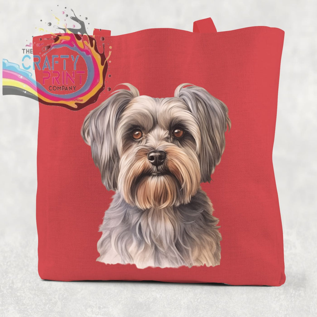 Yorkshire Terrier Cotton Tote Bag - Red - Shopping Totes