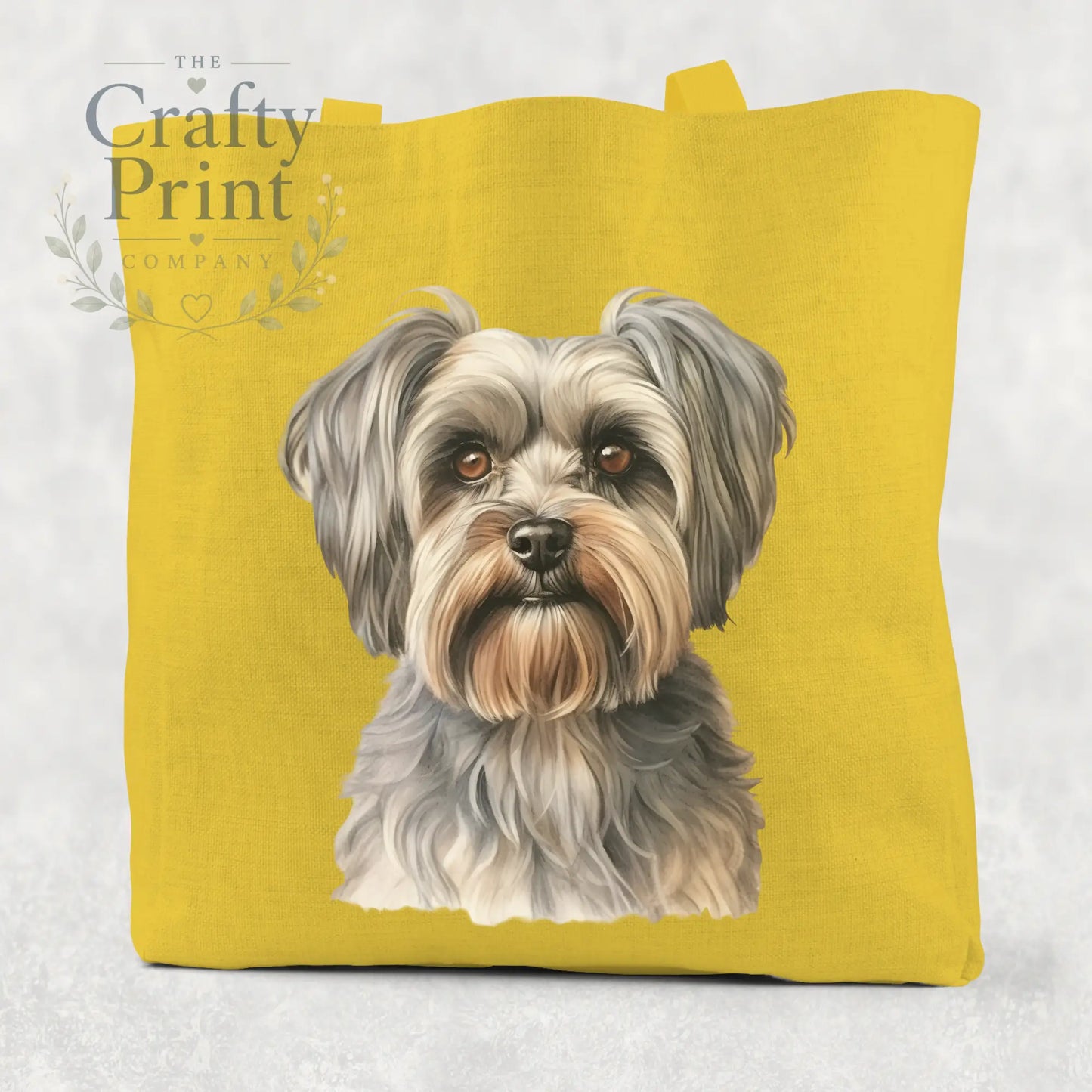 Yorkshire Terrier Cotton Tote Bag - Yellow - Shopping Totes
