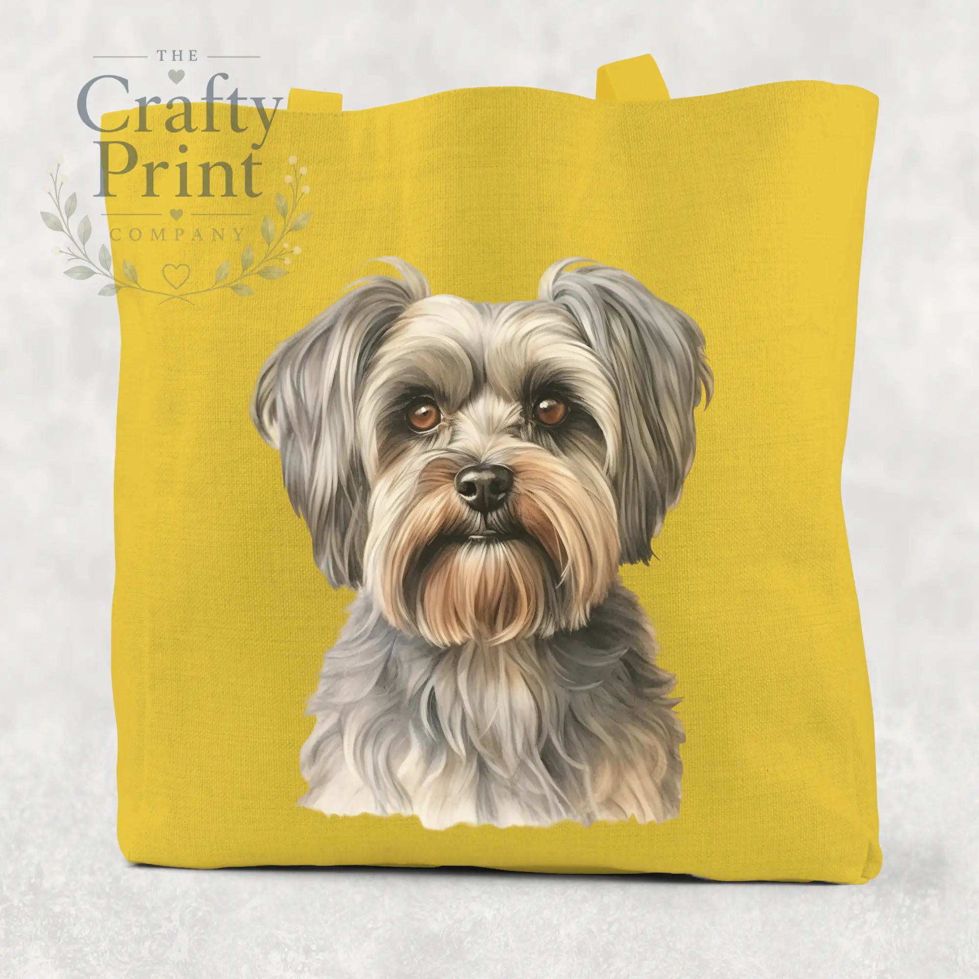 Yorkshire Terrier Cotton Tote Bag - Yellow - Shopping Totes