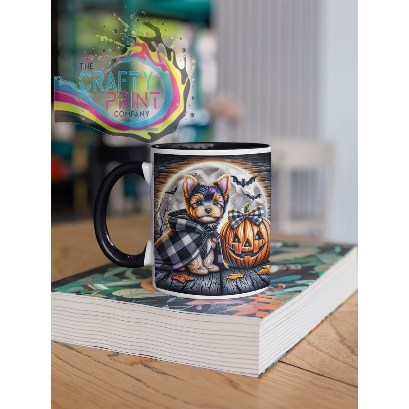 Yorkshire Terrier Halloween Mug - Black Handle & Inner