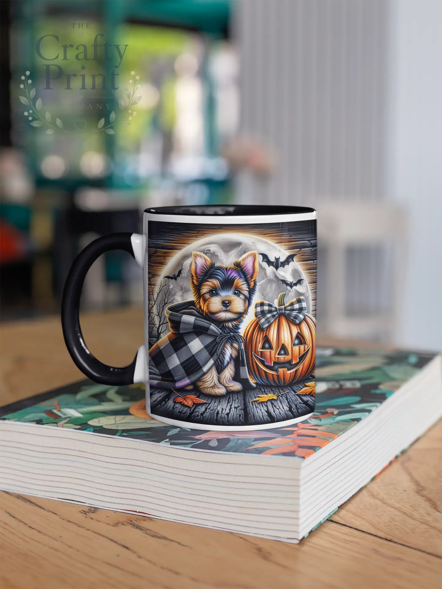 Yorkshire Terrier Halloween Mug - Black Handle & Inner