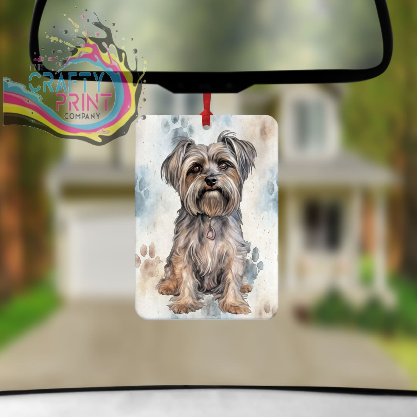Yorkshire Terrier Paw Print Car Air Freshener - Vehicle