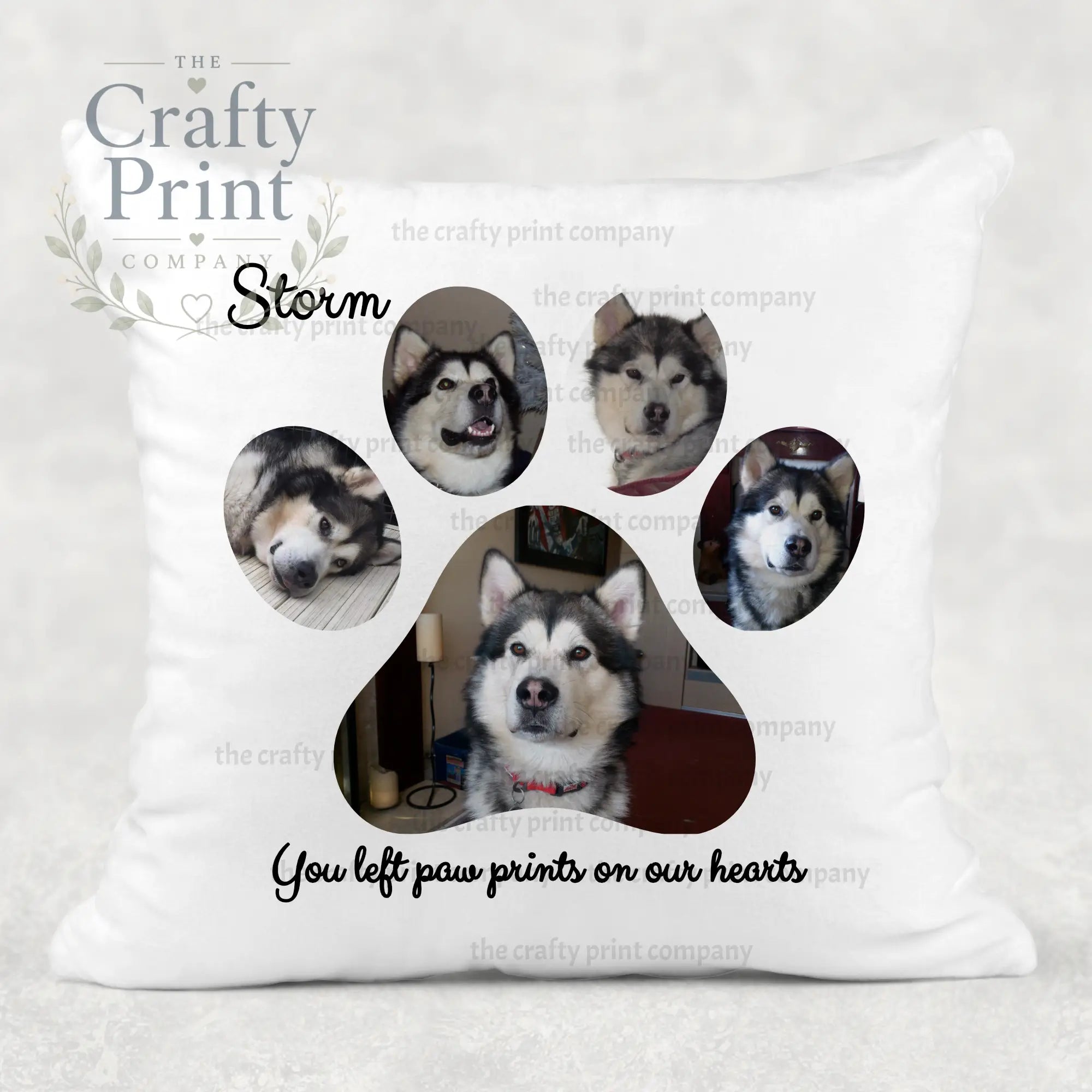 You left Paw Prints Memorial Photo Cushion - Cover ONLY