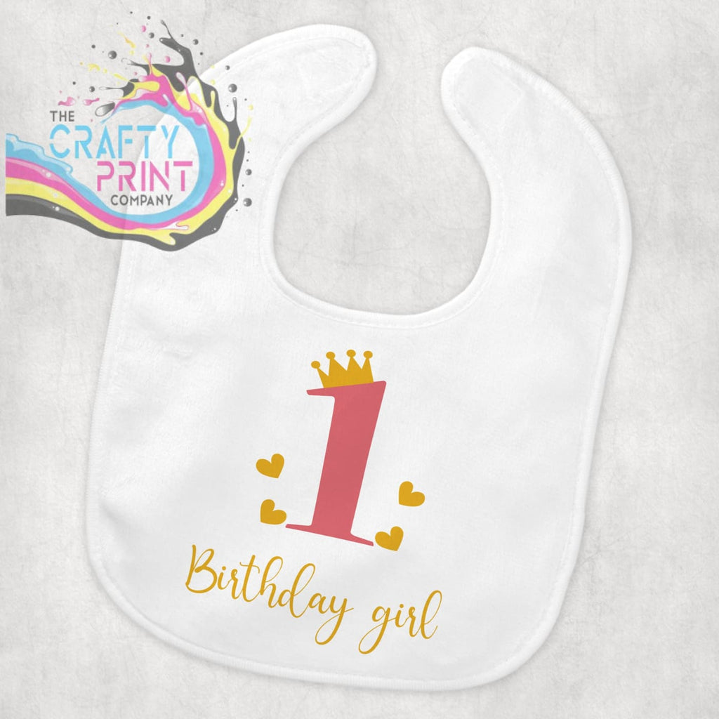 1st Birthday Baby Bib for a girl with Crown - & Toddler