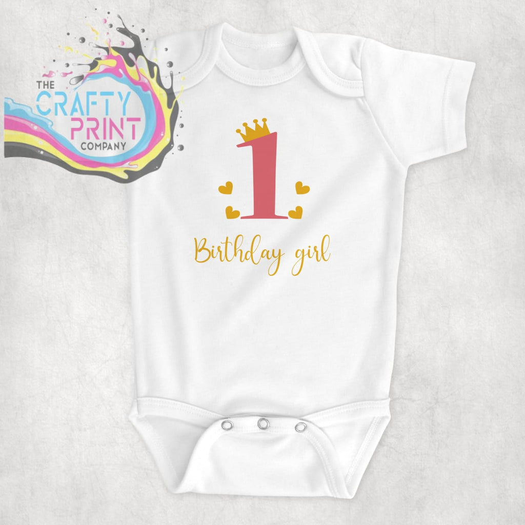 1st Birthday Baby Vest Girl Short Sleeve - One-Pieces