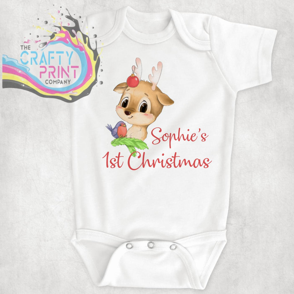 1st Christmas Deer Personalised Bodysuit - Baby One-Pieces