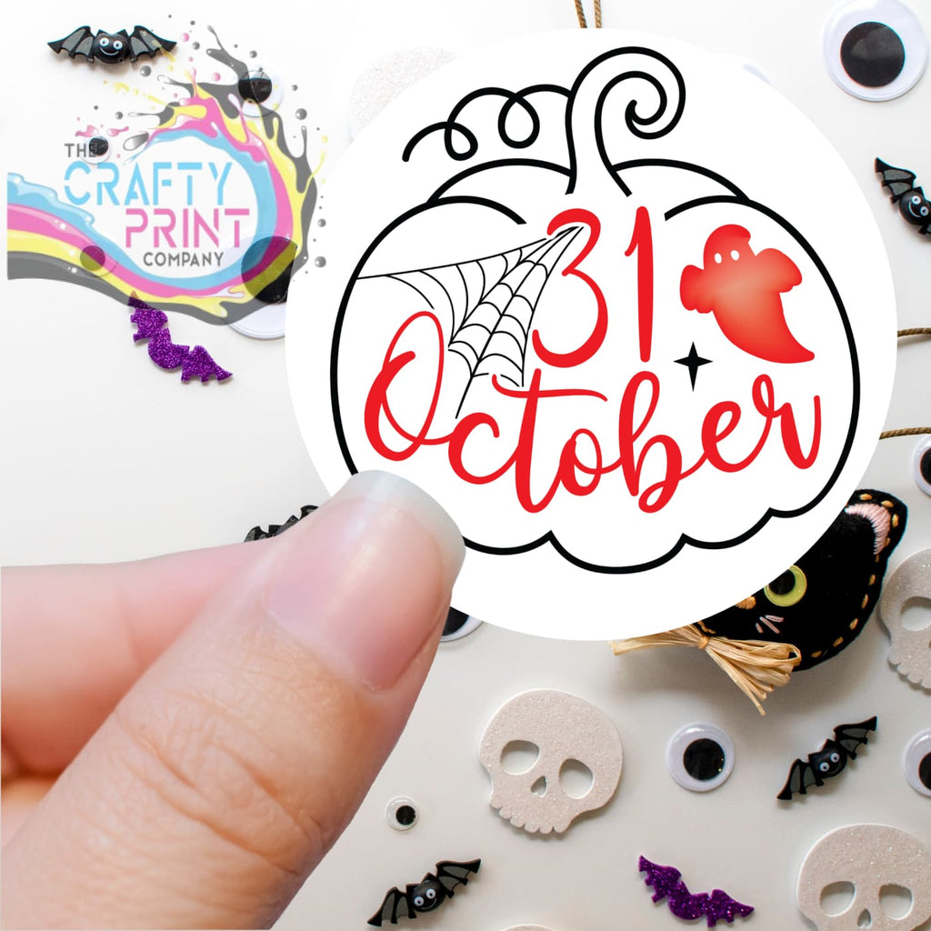 31 October Ghost Printed Sticker - Decorative Stickers