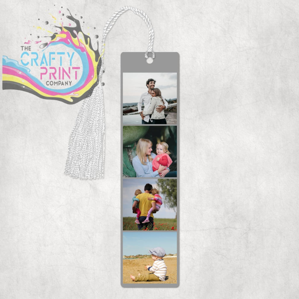 4 Photo Personalised Bookmark Grey Background - Bookmarks
