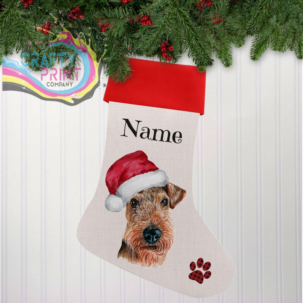 Airedale Terrier Personalised Linen Christmas Stocking -