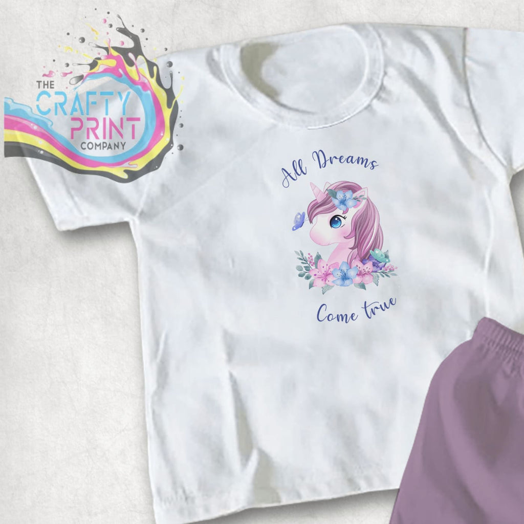 All Dreams Come True Printed Unicorn T-shirt - Shirts & Tops