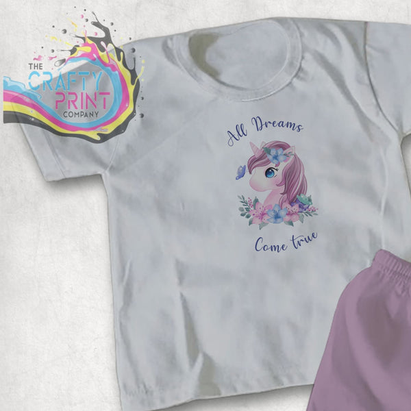 All Dreams Come True Printed Unicorn T-shirt - Shirts & Tops