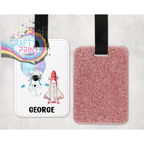 Astronaut Glitter Bag Tag - Rose Gold - Luggage Tags