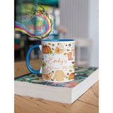 Autumn Vibes Personalised Mug - Blue Handle & Inner - Mugs