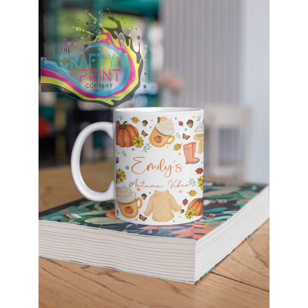 Autumn Vibes Personalised Mug - White Handle & Inner - Mugs