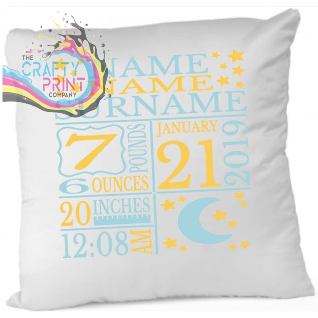 Baby Birth Moon Stars Cushion - Blue - Yellow - Chair &