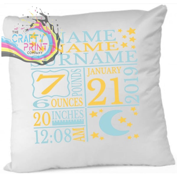 Baby Birth Moon Stars Cushion - Blue - Yellow - Chair & Sofa