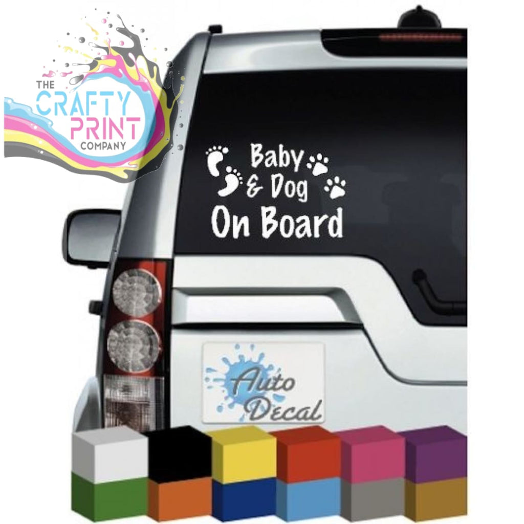 Baby & Dog On Board Novelty Car Sticker - Bumper Stickers