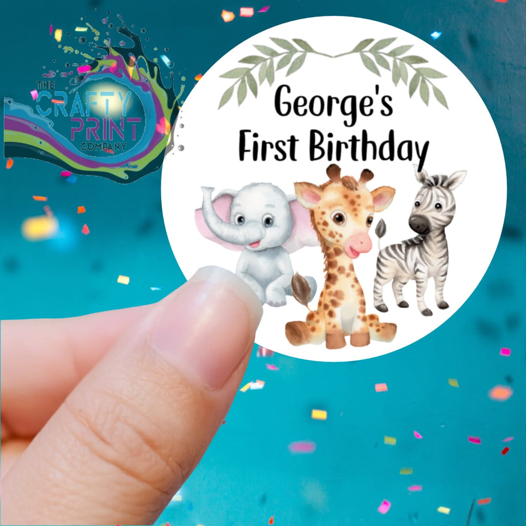 Baby Jungle Animals Birthday Printed Sticker - X Small 25mm