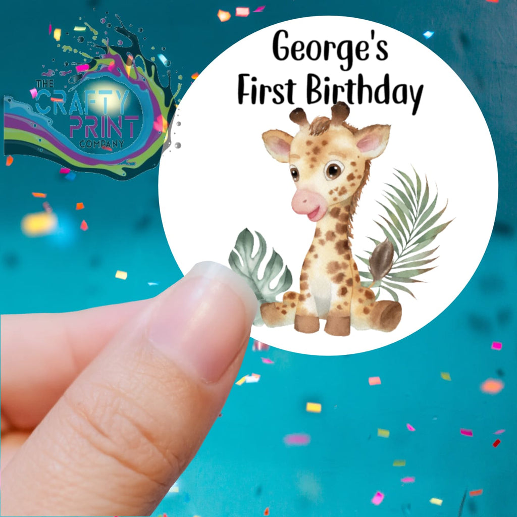 Baby Jungle Animals Birthday Printed Sticker - X Small 25mm