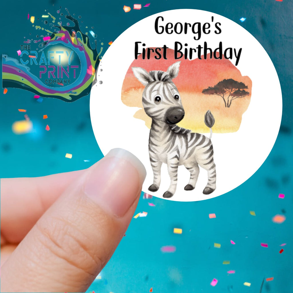 Baby Jungle Animals Birthday Printed Sticker - X Small 25mm