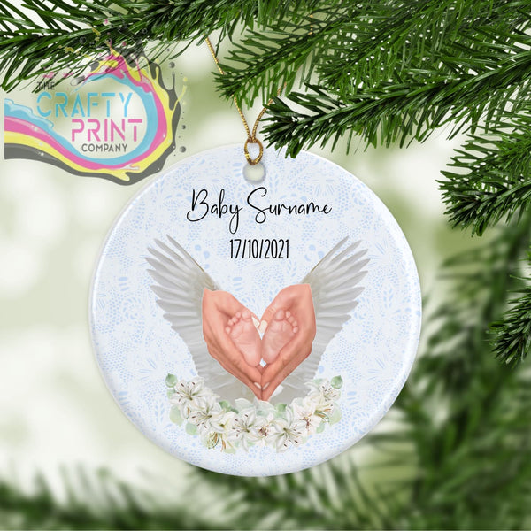 Baby Memorial Personalised Ceramic Ornament / Bauble - Blue