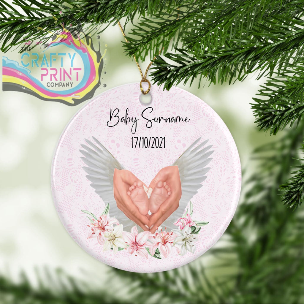 Baby Memorial Personalised Ceramic Ornament / Bauble - Pink