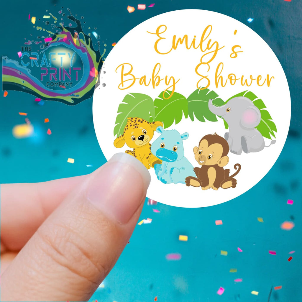 Baby Shower Jungle Babies Personalised Printed Sticker -