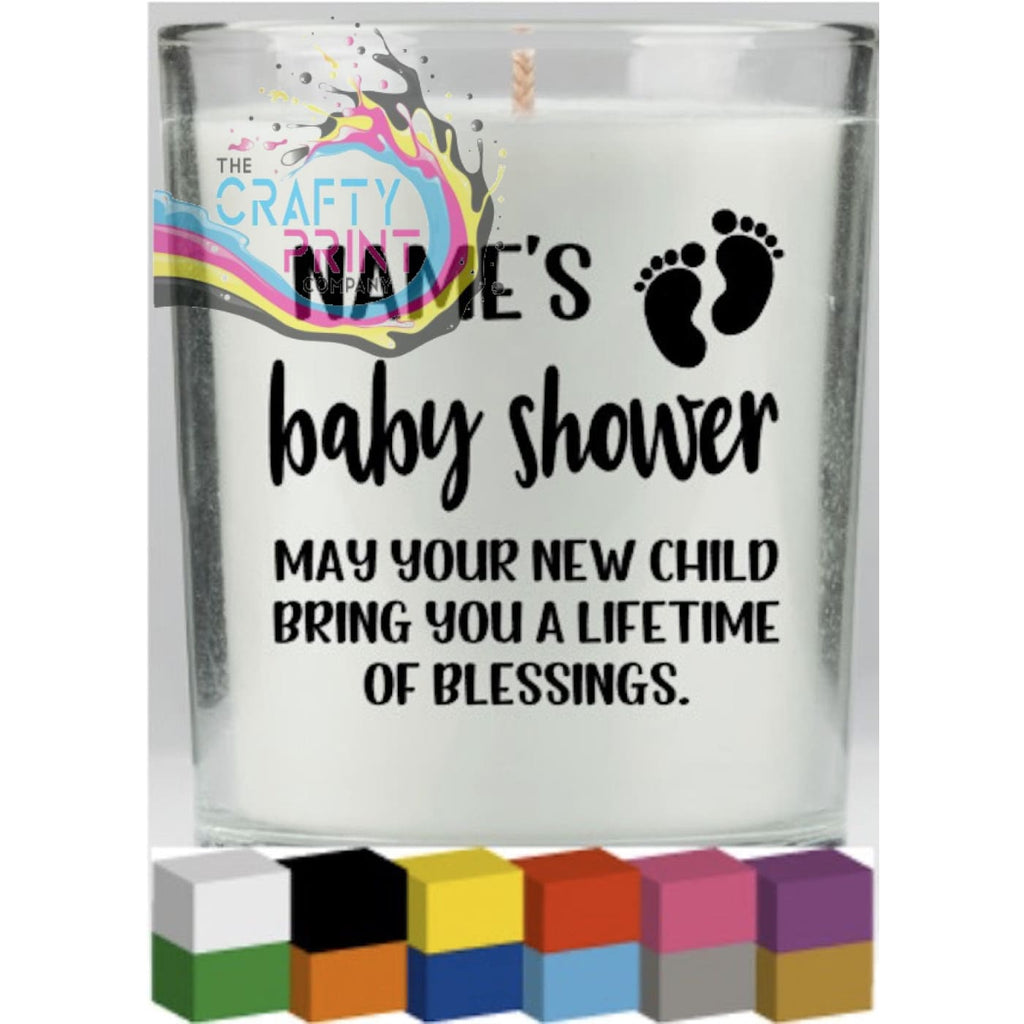 Baby Shower Personalised Candle Decal Vinyl Sticker -
