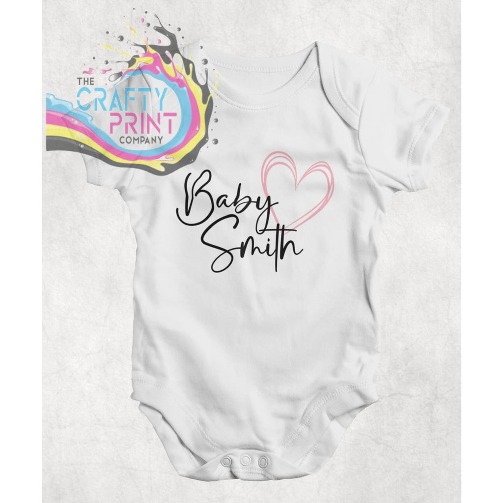 Baby Surname Bodysuit / Vest - Pink - One-Pieces