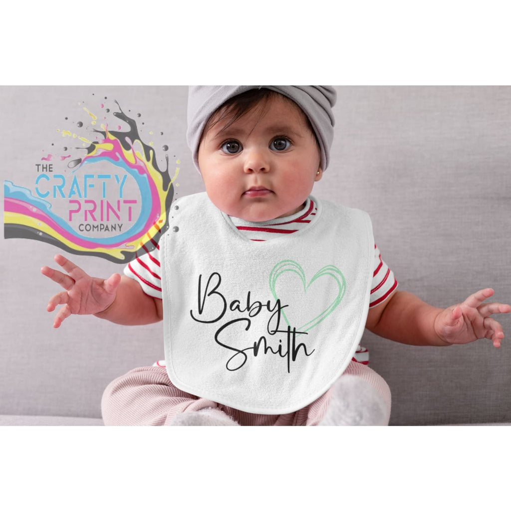 Baby Surname Personalised Bib - Mint Green - & Toddler