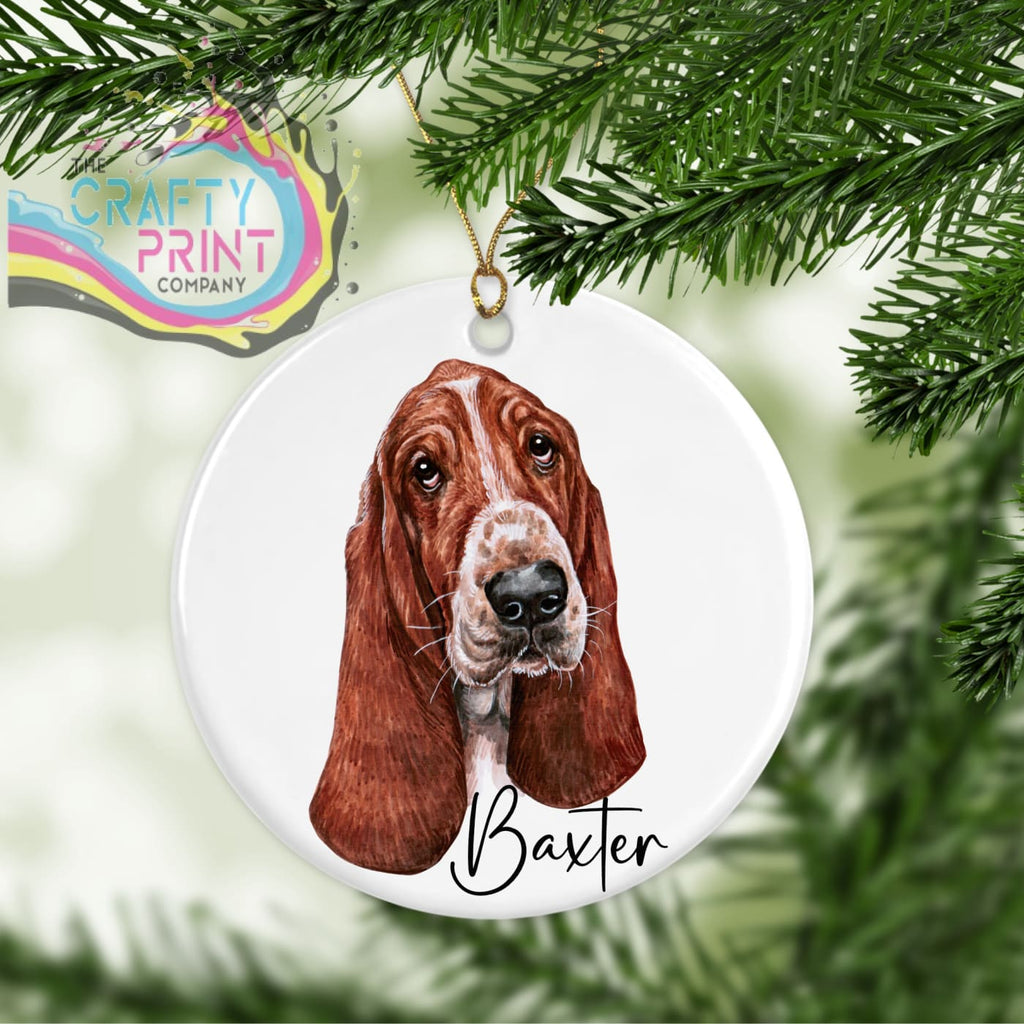 Bassett Hound Dog Personalised Ceramic Ornament - Holiday