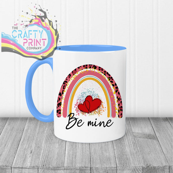 Be Mine Rainbow Mug - Blue Handle & Inner - Mugs