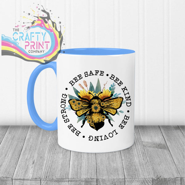 Bee Safe Kind Mug - Blue Handle & Inner - Mugs