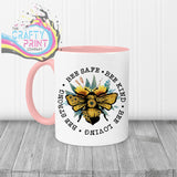 Bee Safe Kind Mug - Pink Handle & Inner - Mugs