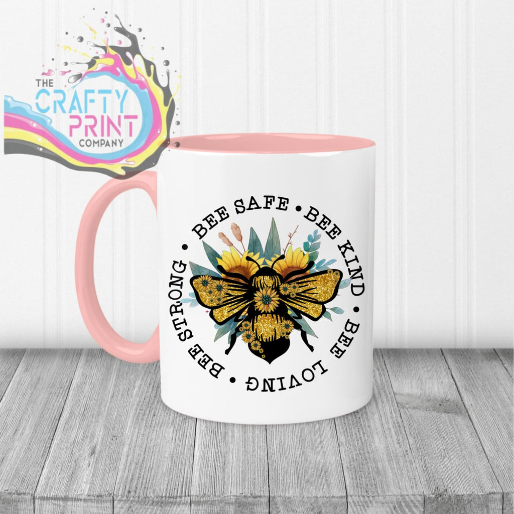 Bee Safe Kind Mug - Pink Handle & Inner - Mugs