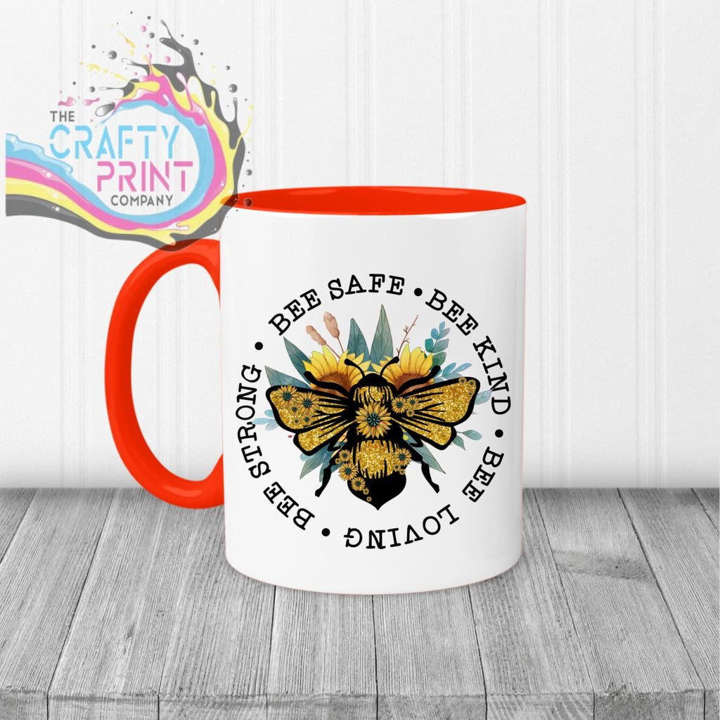 Bee Safe Kind Mug - Red Handle & Inner - Mugs