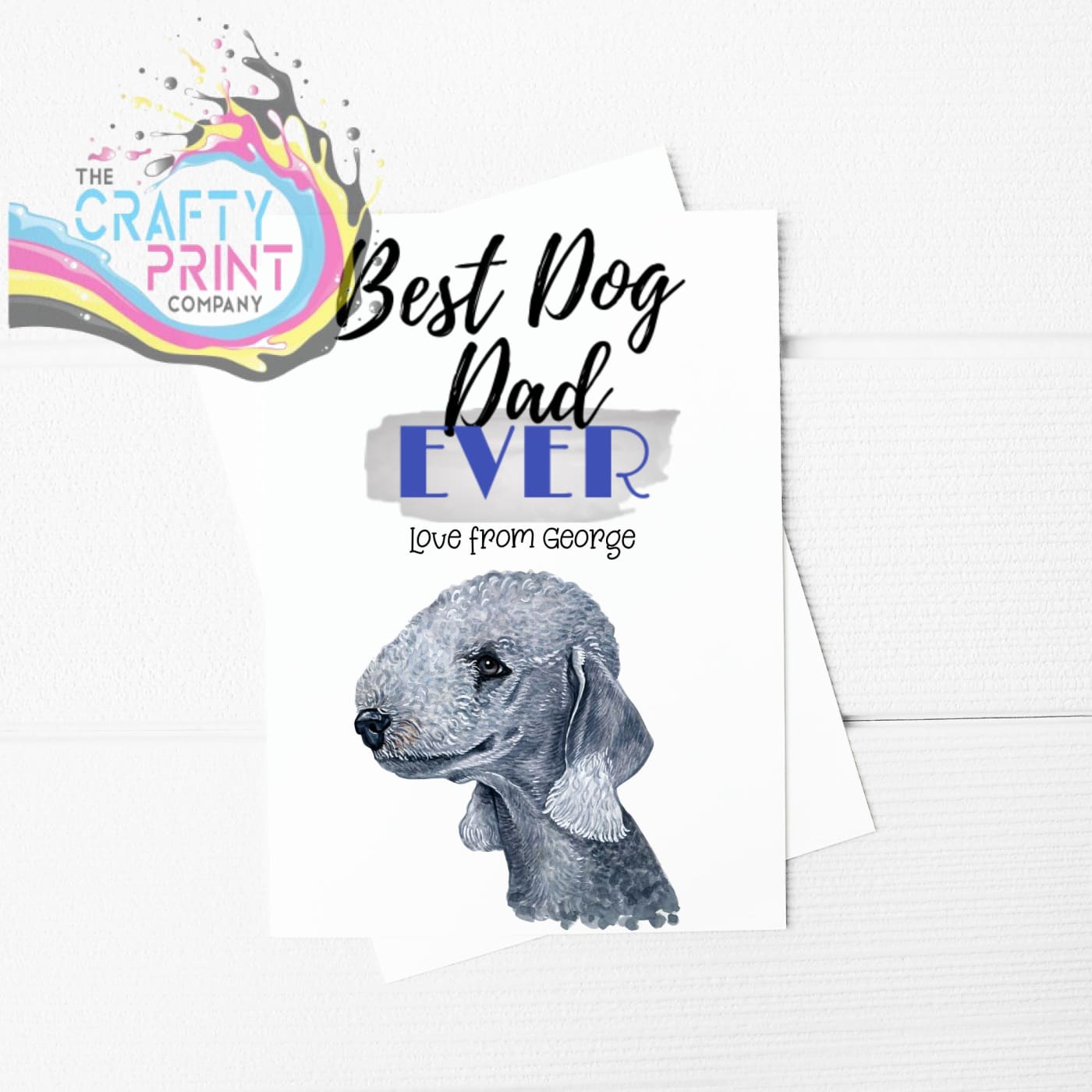 Best Dog Dad Ever Bedlington Terrier A5 Card & Envelope