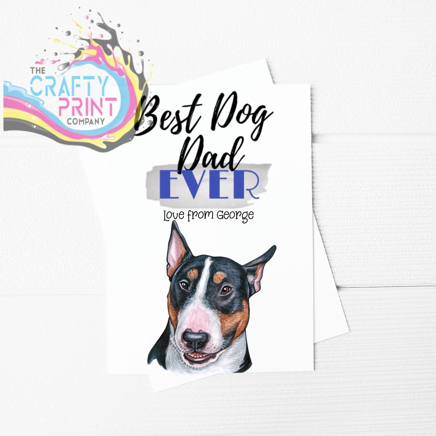 Best Dog Dad Ever Bull Terrier V2 A5 Card & Envelope