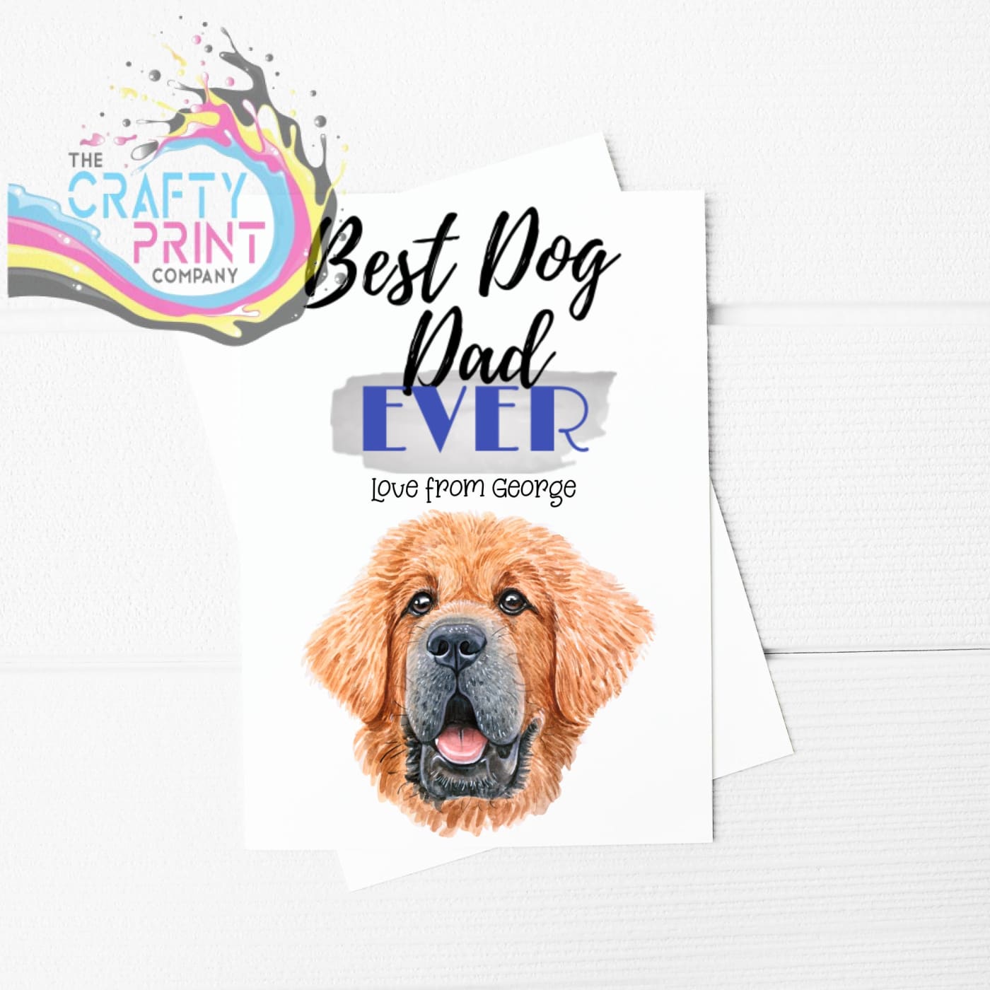 Best Dog Dad Ever Tibetan Mastiff A5 Card & Envelope