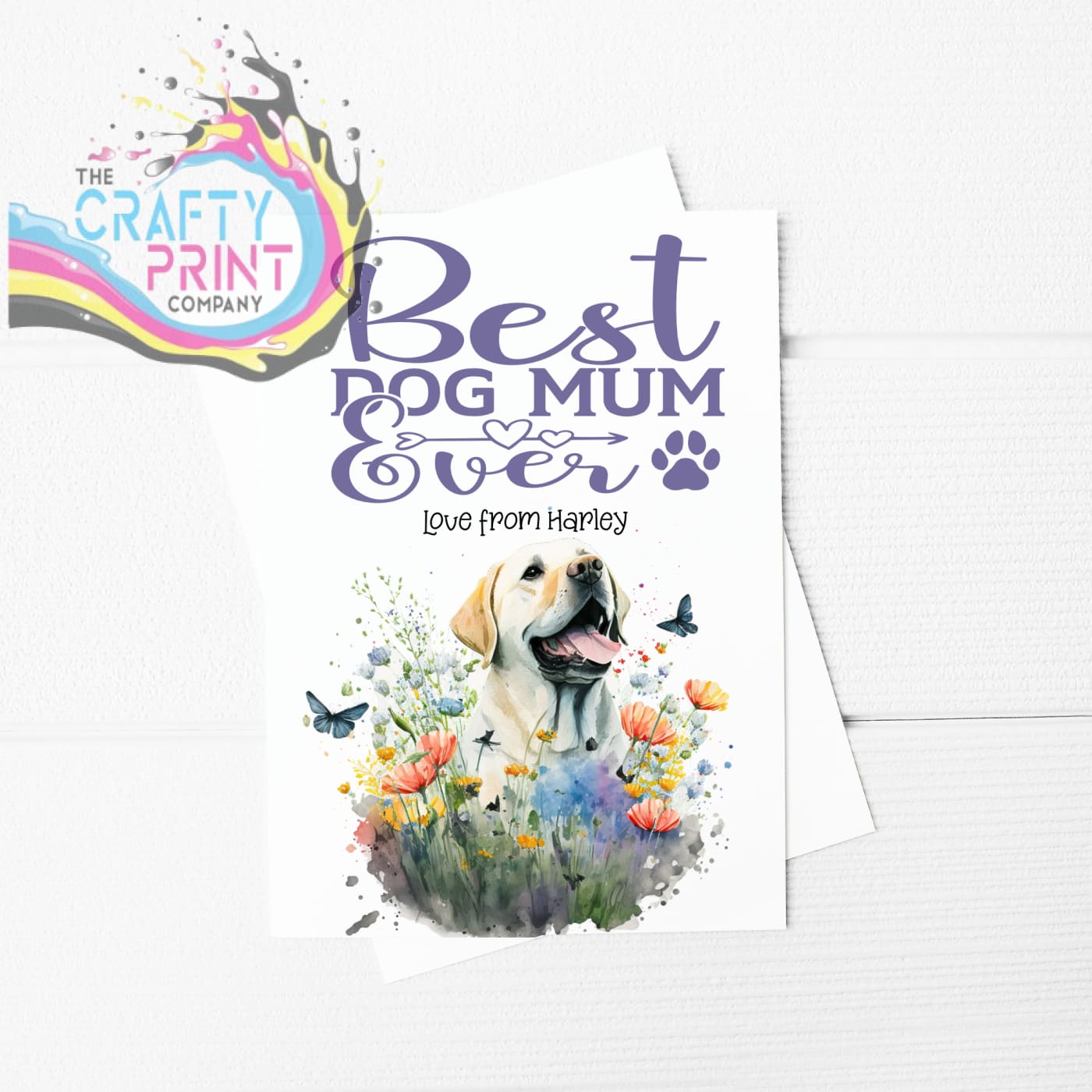 Best Dog Mom Ever Labrador Flowers A5 Card - Greeting &