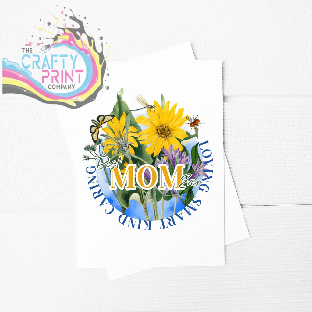 Best Mom Ever Loving Yellow Flower A5 Card & Envelope -