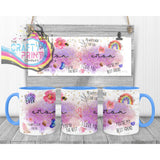 Best Mom Watercolour Rainbow Mug - Blue Handle & Inner