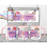 Best Mom Watercolour Rainbow Mug - Pink Handle & Inner