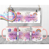 Best Mom Watercolour Rainbow Mug - Pink Handle & Inner