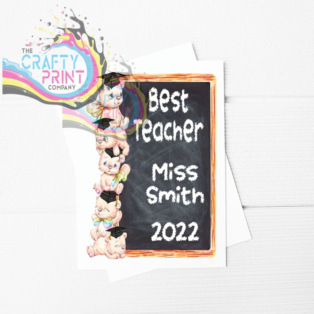 Best Teacher Bear Stack A5 Card & Envelope - Rainbow -