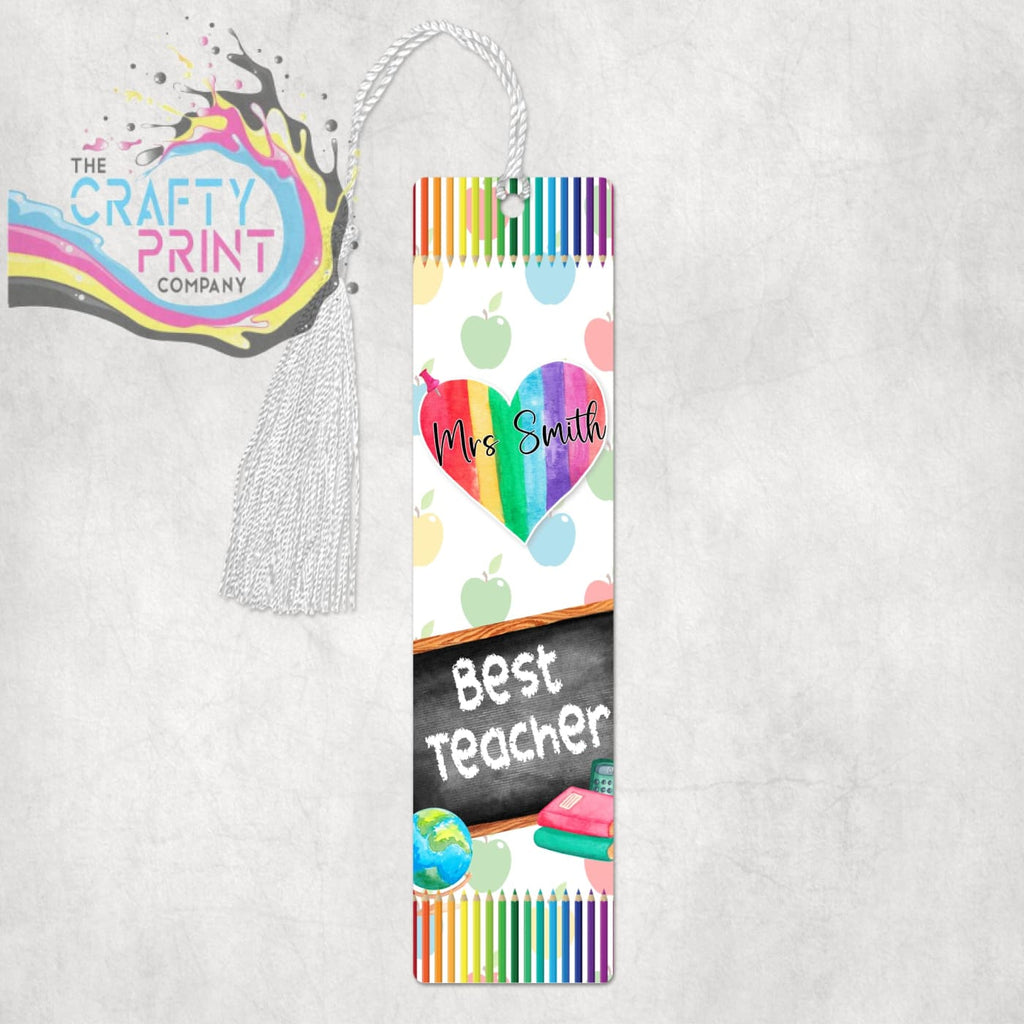Best Teacher Pencil Design Personalised Bookmark - Without